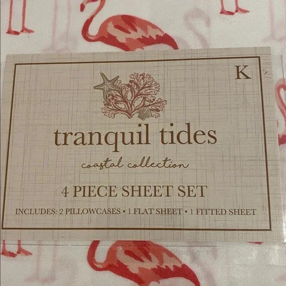 Tranquil Tides Pink Flamingo 4-Piece Sheet Set - King
